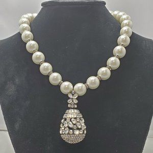 ALI KHAN princess pearls statement neck with crystal encrusted teardrop …